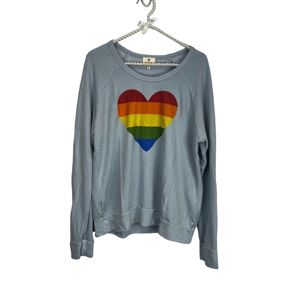 SUNDRY Rainbow Sweatshirt‎ in Blue NWT SZ 2/M